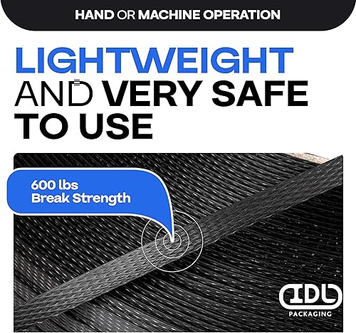 Miniatura 3 de IDL Packaging Rollo de flejado de polipropileno (PP) de grado manual de 12 pulgadas x 7200 pies de tamaño de núcleo de 16 x 6 pulgadas, resistencia