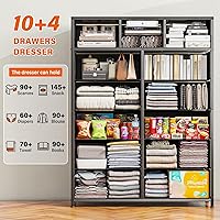 Vista 3 de EnHomee Cómodas altas para dormitorio con cajones, cómoda de tela negra para dormitorio, cómoda para sala de estar, pasillo, entrada, parte superior