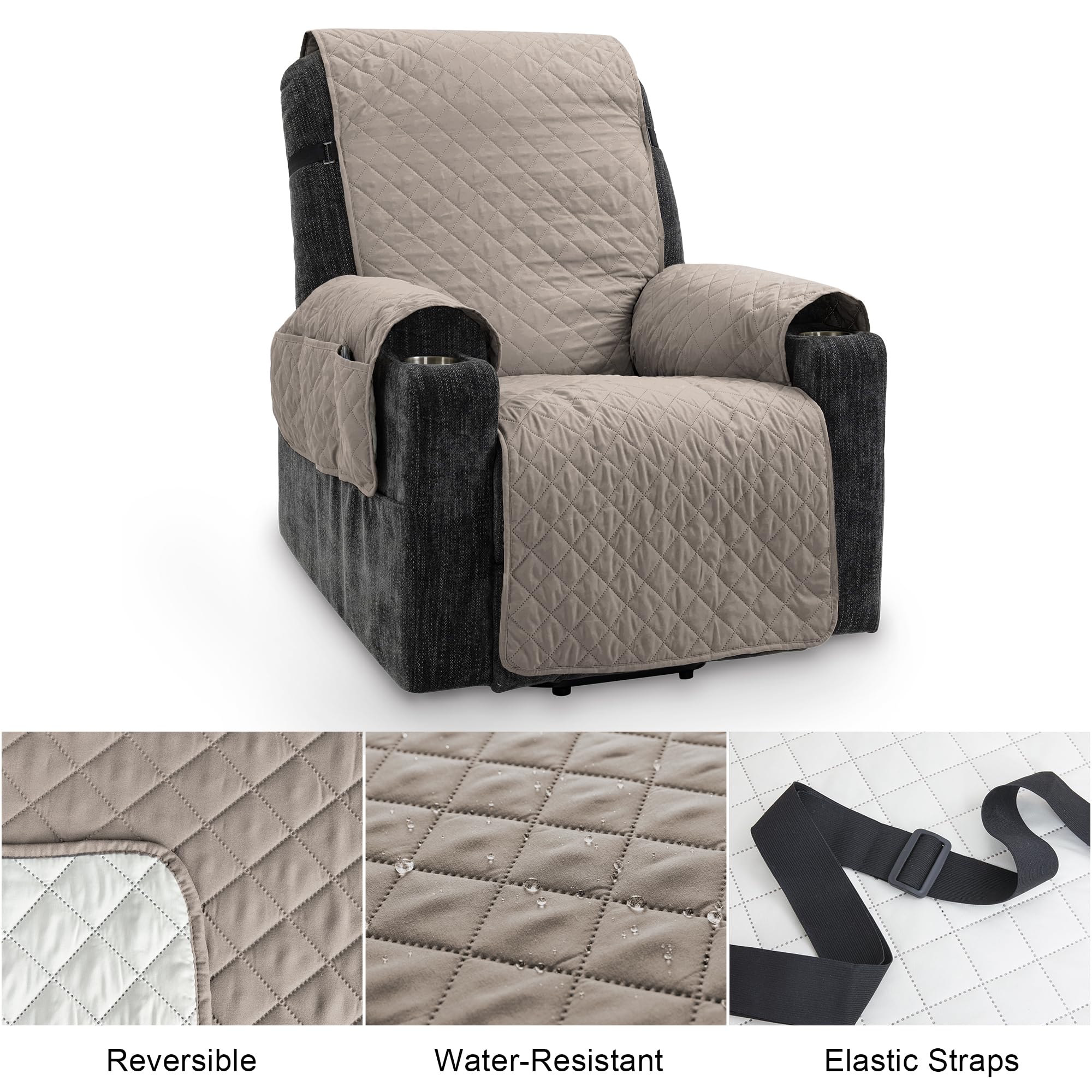 TIANSHU Funda Sillón Impermeable Funda Sillon Relax Reclinable Acolchado Reversible Fundas Sillon Relax Ajustables Antideslizante Lavable Mascotas Amigables (Arena)