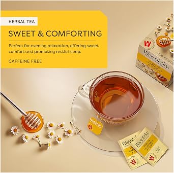 Wissotzky Chamomile & Honey Herbal Tea, (3 Pack - 60 Tea Bags) | Soothing Blend | Caffeine Free Tea | Relaxation