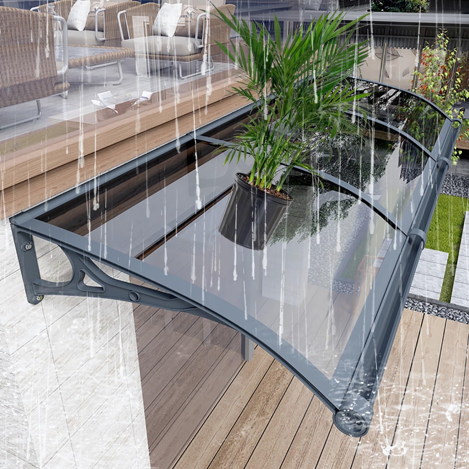 Auvent de terrasse rigide polycarbonate toit extérieur anti-UV et couverture de protection pluie