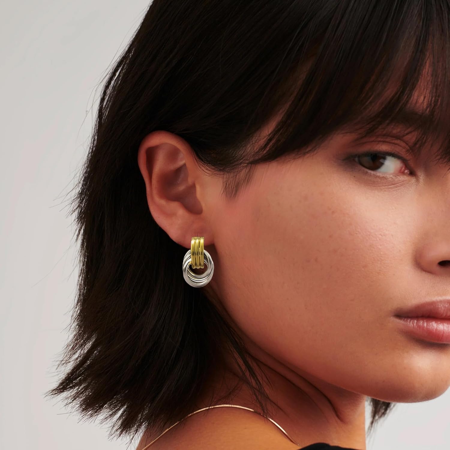 Chunky Small Knot Earrings Gold Silver Geometric Earrings for Women Dainty Gold and Silver Plated Dangle Drop Earrings Hypoallergenic and Lightweight Fashion Trendy Jewelry Gifts - Image 2