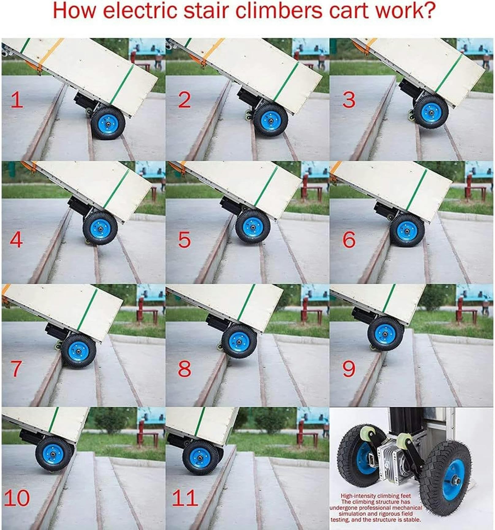 Carrello montascale elettrico, carrello a mano facile da usare su e giù per le scale con carico 200 kg, carrello salva manodopera con batteria rimovibile da 48 V / 20 Ah, verde / 800 W