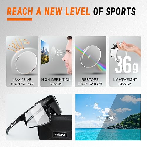 Miniatura 10 de Gafas de sol deportivas polarizadas para hombres y mujeres, gafas de sol ligeras para correr, 4 lentes para béisbol, ciclismo, conducción