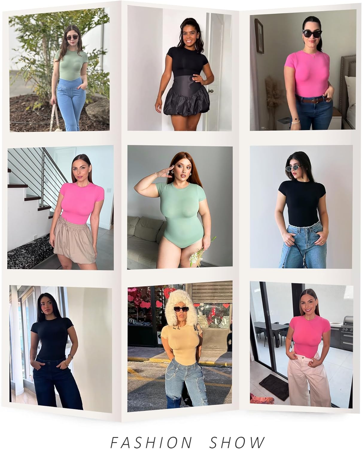 FeelinGirl Shapewear Bodysuit Compression Body Suits Women's Bodysuits High Neck Short Sleeve Plus Size Body Suit Body Shaper - Image 2