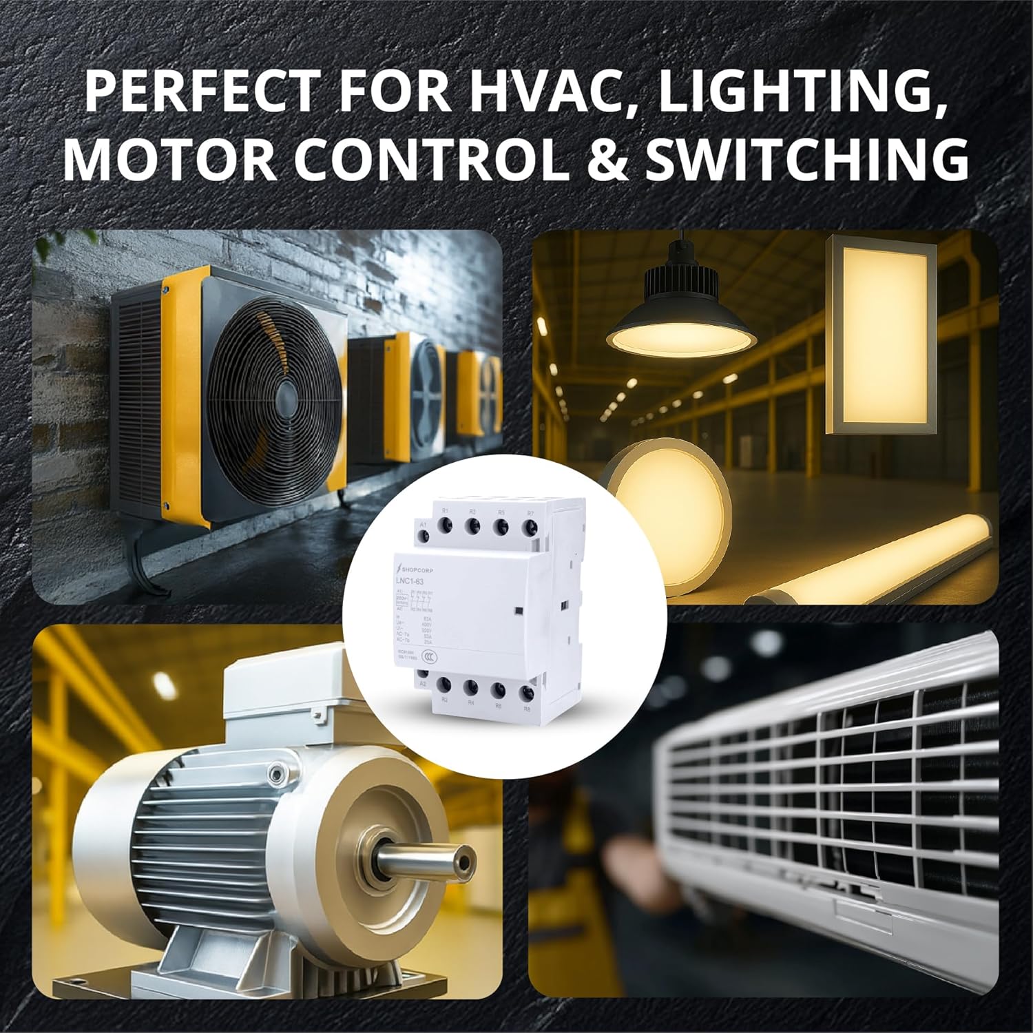 4 Pole Contactor 220v Coil Normally Closed 63 amp IEC 400V AC Contactor with 220/240VAC Coil - Motor Load 40A and Lighting Load 60A (Silent Operation) | with Mounting Base for DIN Rail
