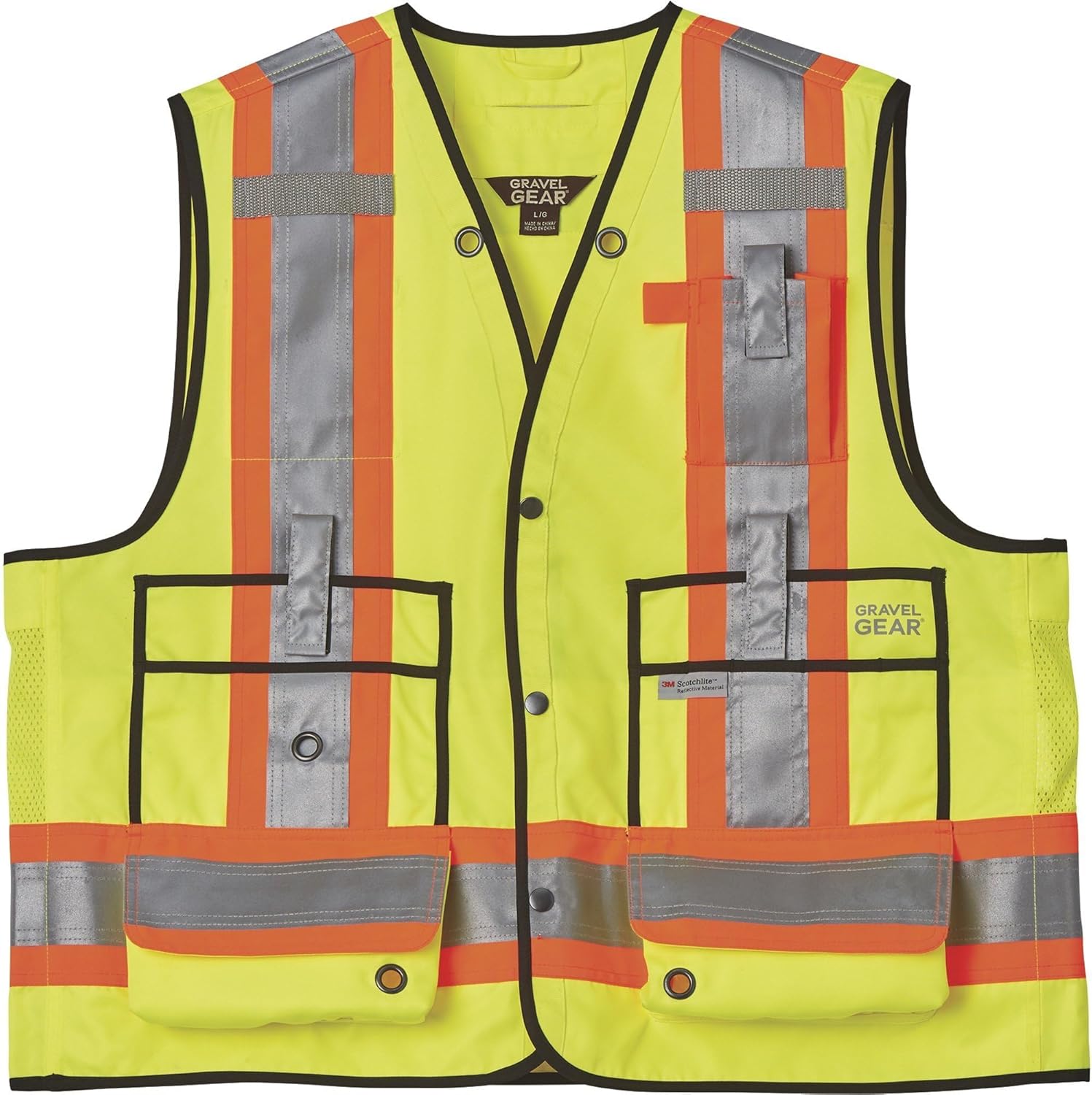 Gravel Gear Men's Class 2 High Visibility Surveyor-Style Safety Vest - Lime, Large