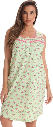 Dreamcrest 100% Cotton Sleeveless Nightgown for Women with Crochet Trim