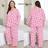 Lastshe Womens Plus Size Pajama Set Long Bow Print – Versatile two piece lounge set