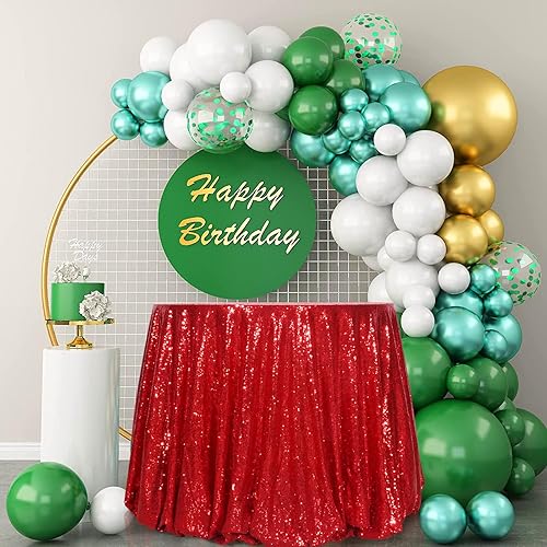 Miniatura 4 de SquarePie Mantel de lentejuelas rojo de 72 pulgadas redondo brillante para decoración de bodas, fiestas de cumpleaños