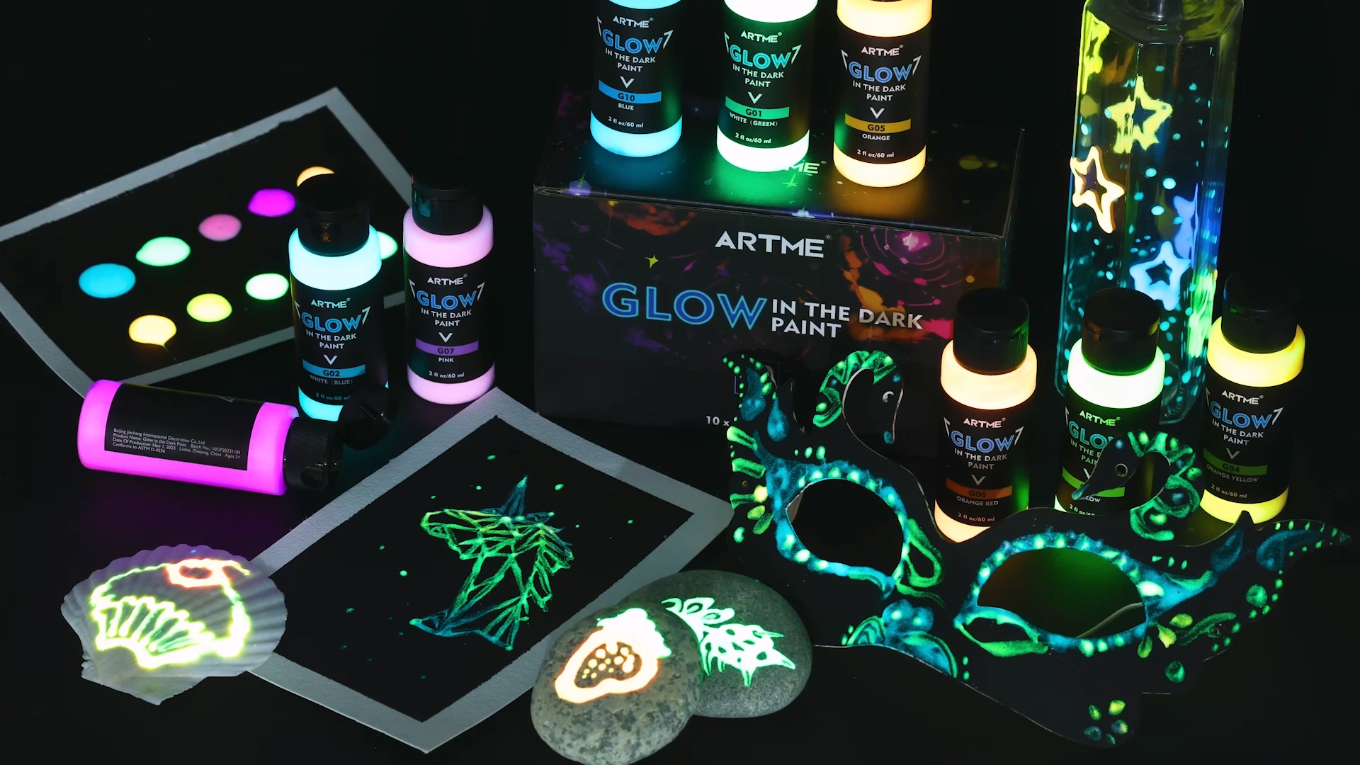 Amazon.com: ARTME Glow in The Dark Paint, 10 Bright Colors 60ml