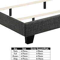 Vista 14 de Rosevera Turin Linen - Cama tapizada con paneles y cabecero capitonado con botones ajustables para dormitorio, tamaño Queen, color gris