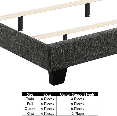 Miniatura 6 de Rosevera Torrey - Base de cama con plataforma con respaldo de alas, cabecera capitoné de altura ajustable, marco de cama tapizado de tela, soporte
