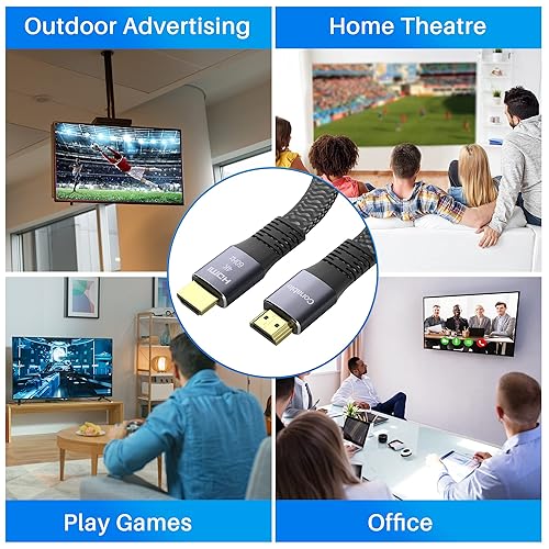 Miniatura 5 de Cable HDMI plano de 25 pies, cable trenzado HDMI 4K de alta velocidad, cobre puro, soporta 4K 60Hz 2160p 1080p HDR HDCP 2.2 ARC Full 3D (con bridas