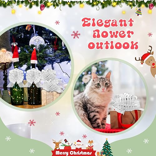 Miniatura 36 de Poen 24 lazos de organza de Navidad de 6 pulgadas, lazos grandes para envolver regalos, manualidades, para envolver regalos con cinta para cestas