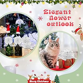 Poen 24 Pcs Organza Pull Bows Christmas 6 Inch Large Gift Wrapping Ribbon Bows Crafts for Present Wrapping with Ribbon for Gift Baskets Wedding Valentine Party Decor(Silver White)