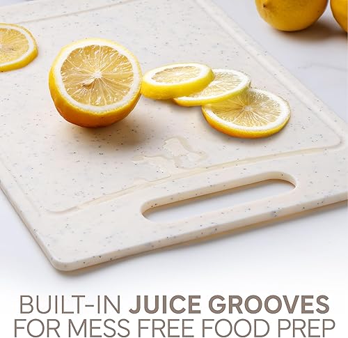 Vista 89 de COOK WITH COLOR Juego de tablas de cortar antideslizantes, esenciales de cocina con mango de fácil agarre para carne, verduras y frutas, 3 tablas