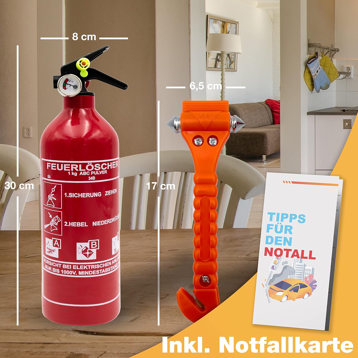 Feuerlöscher & Nothammer mit Gurtschneider Set – Vorschau 5