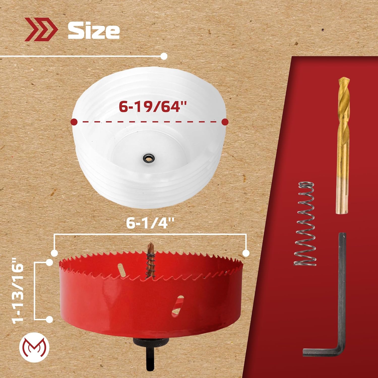 Bi-Metal Hole Saw for Recessed Lights 6-1/4 with Silicone Dust Bowl, Hole Saw Drill Bit with 11/32" Hex Shank, Recessed Light for Wood, Plastic Board, Ceiling, Drywall