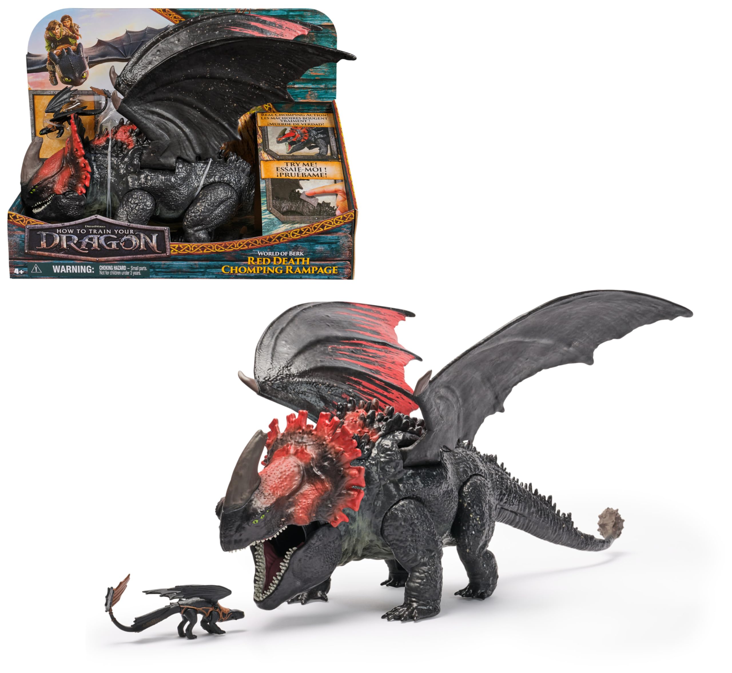 DreamWorks How to Train Your Dragon, Actionfiguren-Set mit Roter Tod-Drachenfigur und kleinem Ohnezahn, Spielzeug für Kinder ab 4 Jahren, Rot