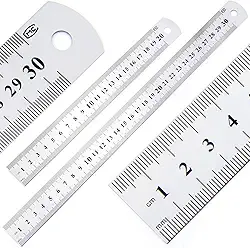 2 réguas de metal, 2 tamanhos de réguas de borda reta com polegadas métricas - 20 cm + 30 cm - régua de aço inoxidável para desenho, medição de precisão, maquinista, construção, artesanato