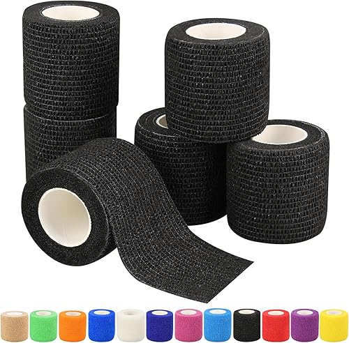 6pcs 2in Self Adhesive Bandage Wraps, Vet Wraps, 12 Colors to Choose, 5 Yard Self Adherent Wraps for Sports, Wrist, Ankle and Swelling