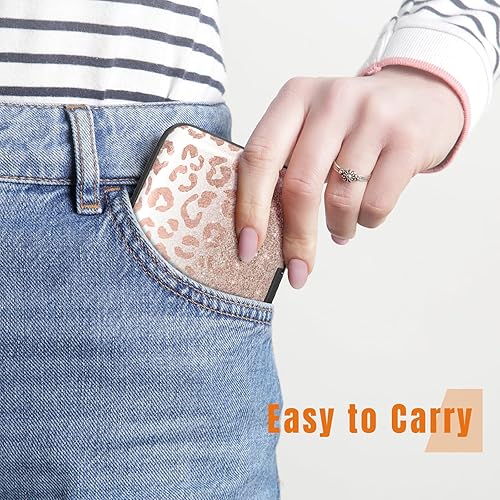 Vista 6 de Rimilak Portatarjetas de crédito de aluminio, mini cartera para tarjetas de crédito, bloqueo RFID, funda rígida de metal delgado para mujeres