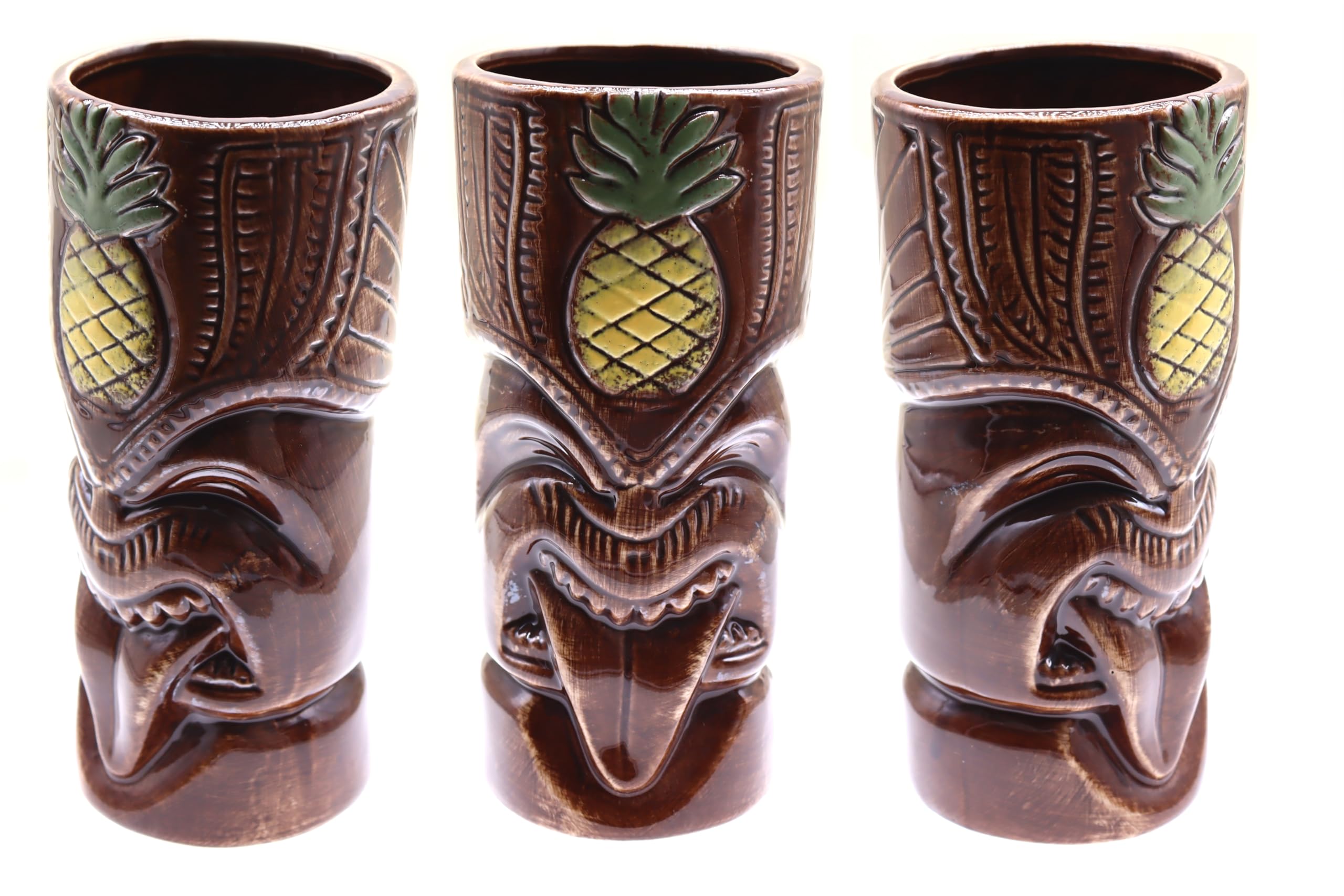 Set de 4 Tiki Mug Tropical Verre à Cocktails TIKIS Lot de Tasses en Céramique Inspiration Culture Polynésienne Boissons Exotiques et Tropicales hawaïenne cocktail