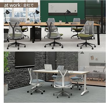 Herman Miller ハーマンミラー Office Chair Sail Chair Adjustable Arm Garage Select Color White×White Seat/Blue Grotto Nylon Caster AS1YA22HAN265C798631HA14 439969