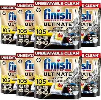 Dishwasher Tablet, Ultimate Plus Infinity Shine, 840 Tabs (105 x 8pck), Lemon Sparkle, Tough on Grease, Our Most Intensive Clean & Shine, Effective for Short Eco Cycle
