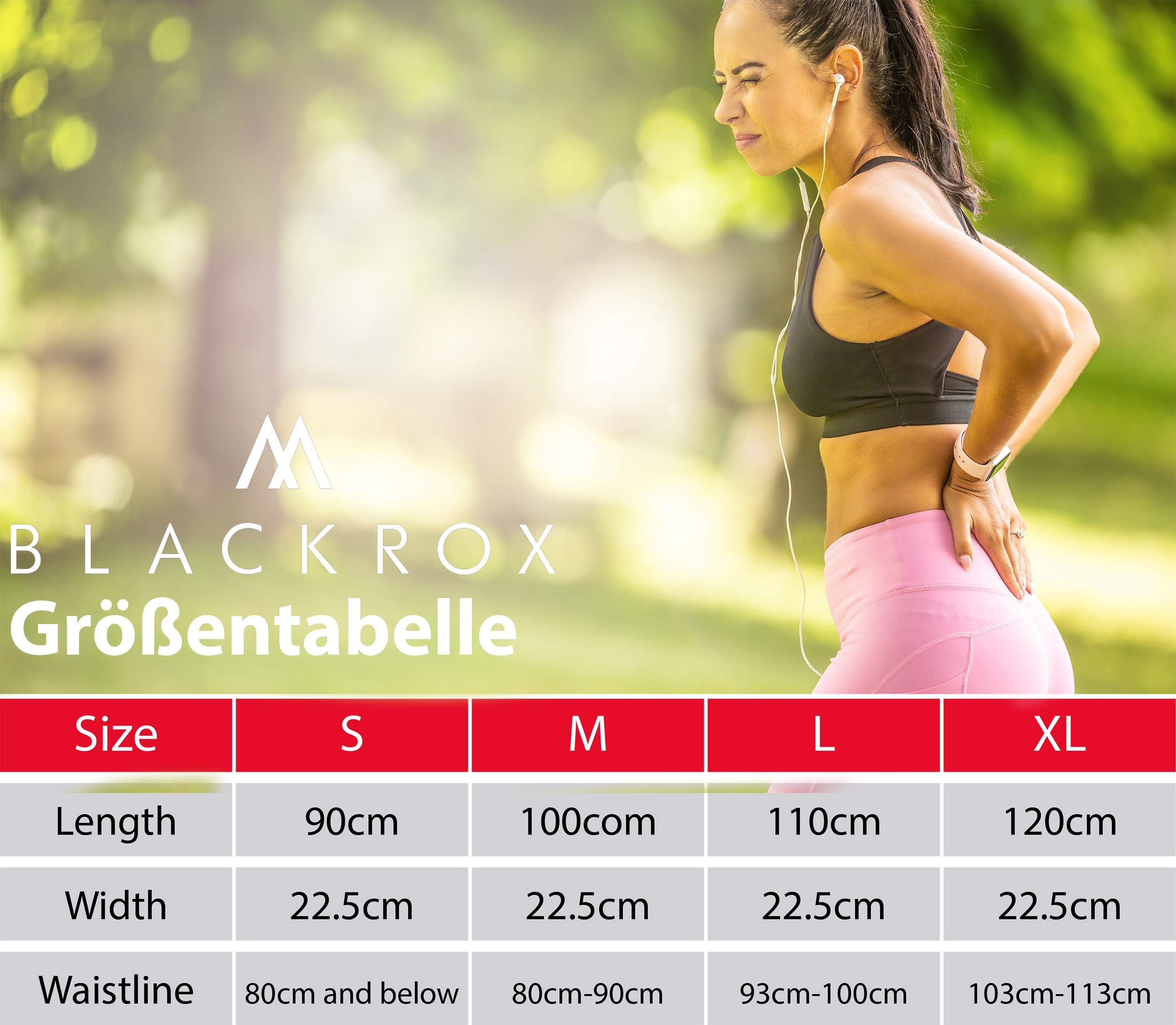 BLACKROX LUMBAROX - Fascia lombare per la schiena per uomini e donne, ideale per stabilizzare e sostenere la schiena dritta, taglia M, nero