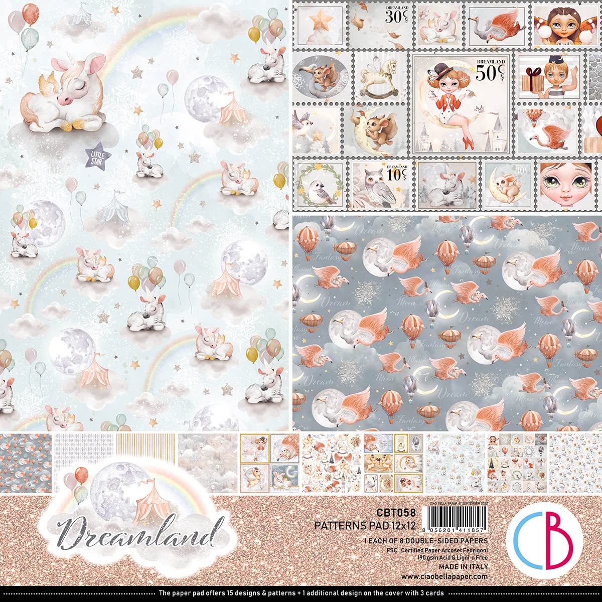 Ciao Bella Dreamland papier illustré magique 30,5 x 30,5 cm pour figer vos doux instants