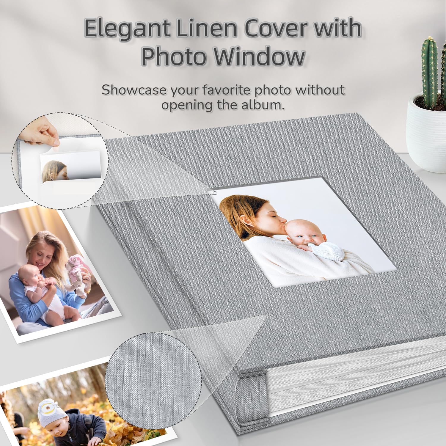 Popotop Album fotograficzny 10 x 15 cm z 600 zdjęciami, lniana okładka, fotoksiążki z 300 poziomymi kieszeniami, albumy na zdjęcia rodzinne, na wesele, rocznicę, dla dziecka, zdjęcia z urlopu