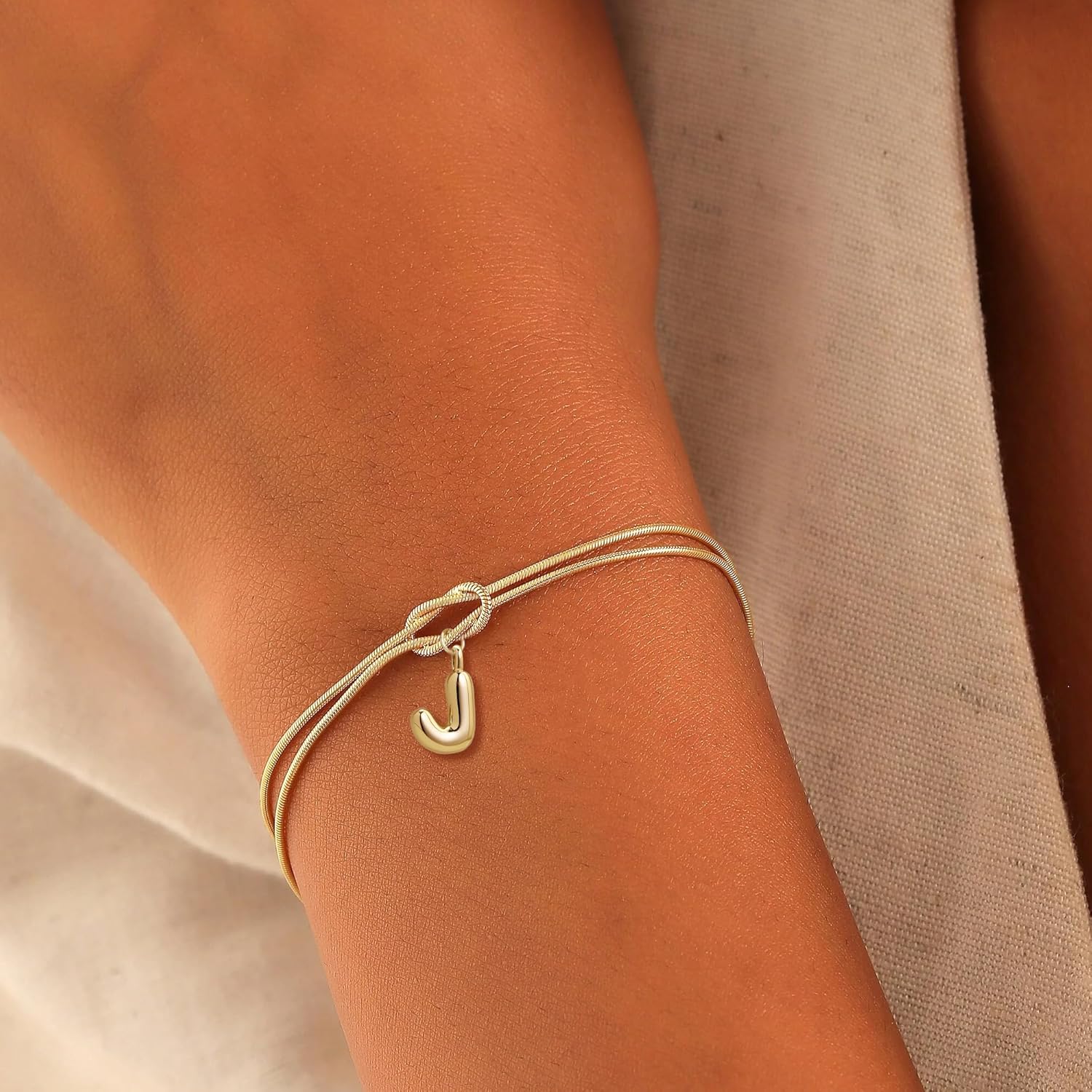 Gold Initial Bracelets for Women - Friendship Bracelet, 14K Gold Plated Love Knot A-Z Letter Bracelet, Dainty Forever Infinity Bracelet, Bridesmaid Gifts, Valentine's day Gifts for Women, Lover Bridesmaids Friends Gifts - Image 2