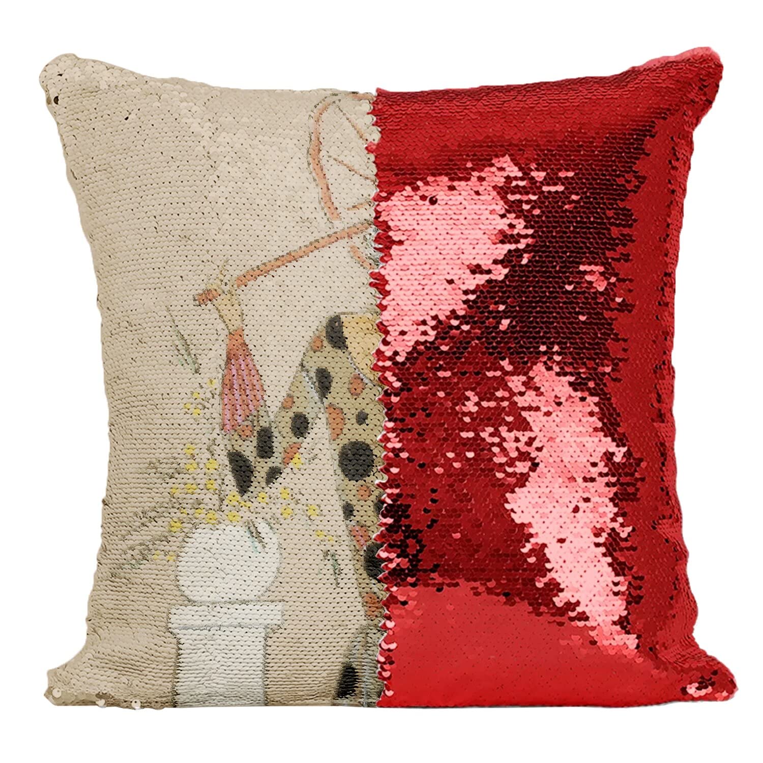 Housse sequin rouge Art Déco pour coussin de décoration chic et moderne