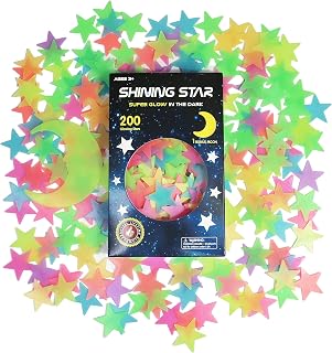 GLOCARNIVAL Glow in the Dark Stars Stickers: 200pcs 3D Glowing Stars & Moon for Kids Bedroom Ceiling - Realistic Starry Sky Decor