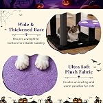 PETSITE 57-inch Gothic Cat Tree, Multi-Level Goth Cat Tower with Scratching Posts, Bat-Shaped Dangling Ball, Comfy Condo, and Multiple Perches, Black Cat Tree for Indoor Cats and Kittens (Purple)