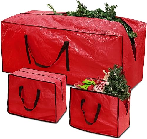 Miniatura 8 de RICHIE Bolsa de almacenamiento para árbol de Navidad de 7.5 pies (juego de 3 piezas), se adapta a árboles artificiales de hasta 7 pies, bolsa de