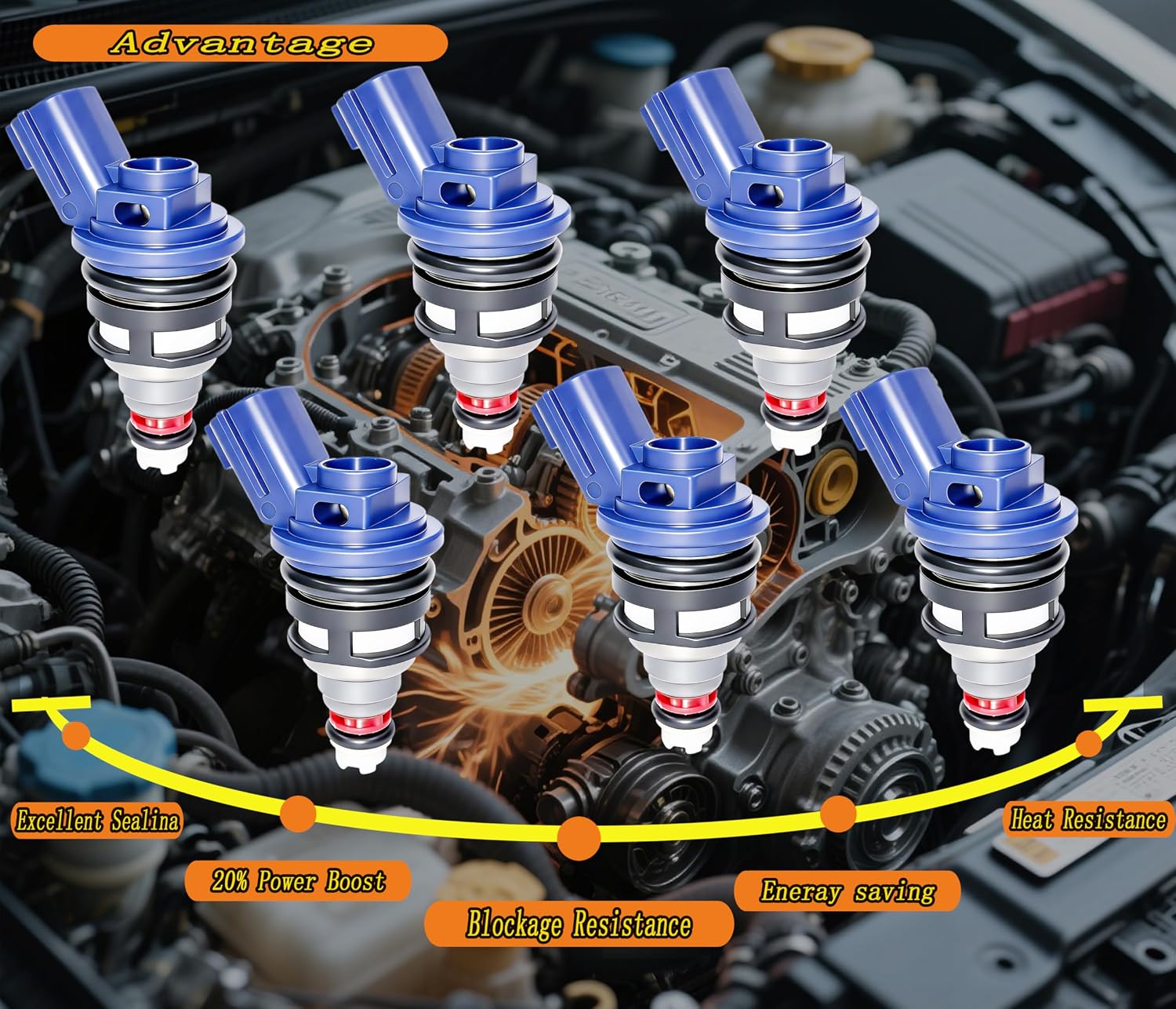 6PCS 370cc Fuel Injectors 1990-1996 Replacement For Nissan 300ZX 3.0 V6 / Skyline R33 GTS-t S2-ECR33, S1-ECR33 Replace OE# 16600-67U01,16600-67U00, 16600-67U10,FJ565, FJ284 (Fuel injector)