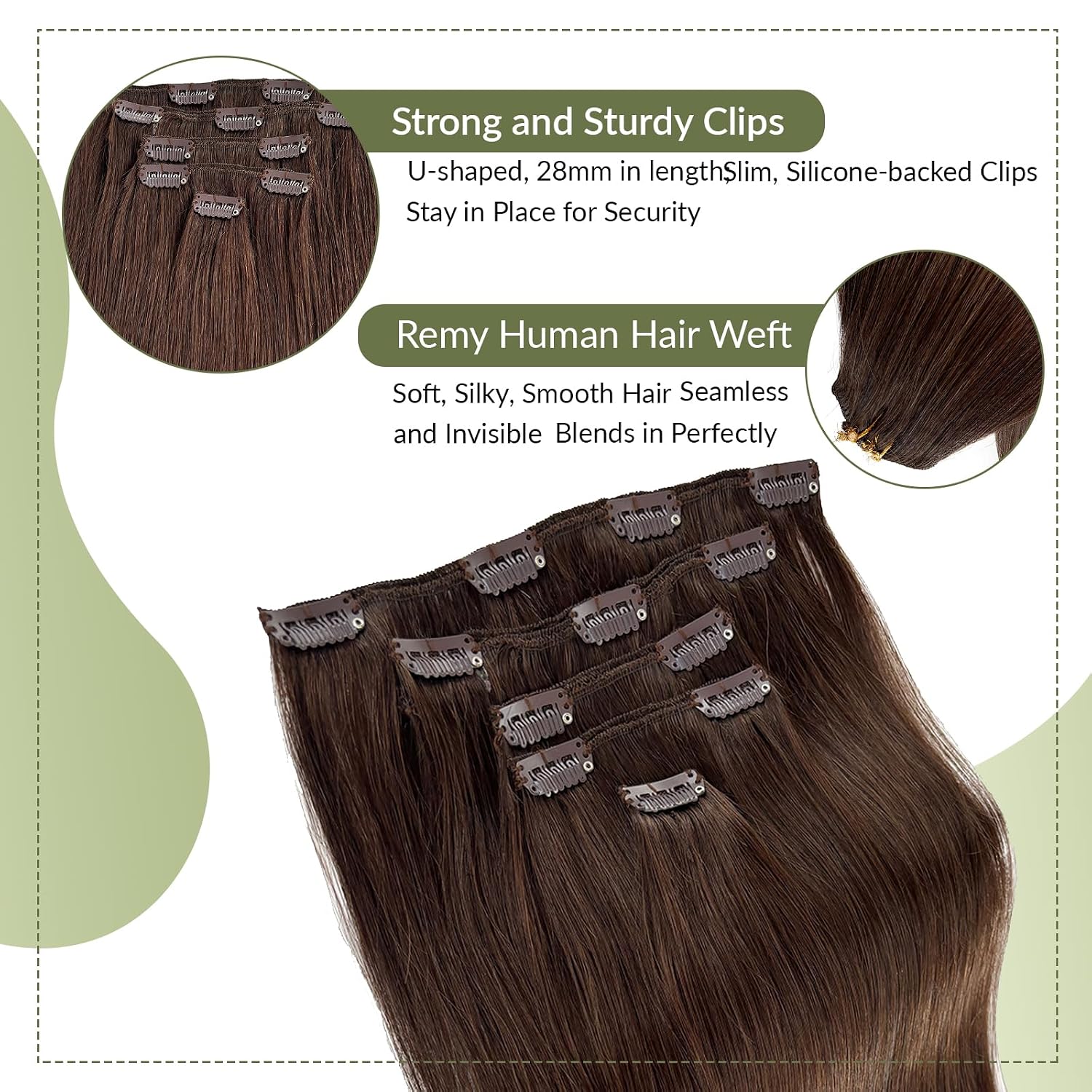 Dark Brown Clip in Hair Extensions Real Human Hair 70g 5pcs 22 Inch Silky Straight Brown Remy Human Hair Extensions Clip ins for Women
