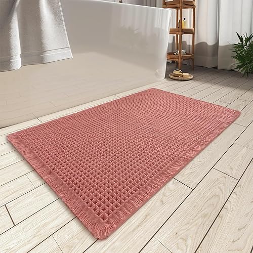 Miniatura 32 de Alfombra de pasillo de punto gofre mejorada súper absorbente antideslizante para suelo de baño, lavable a máquina, alfombra de pasillo de baño