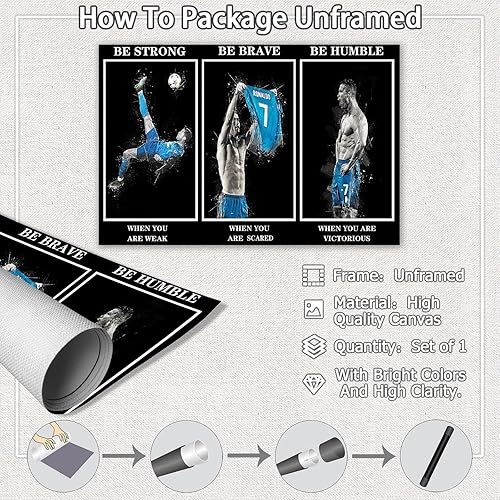 Miniatura 6 de Póster motivacional de la superestrella del fútbol, Cristiano Ronaldo CR7, póster artístico en lienzo y arte de pared, póster moderno para