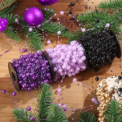 Pangda Guirnalda de cuentas para árbol de Navidad de 177 pies, cadena de perlas de plástico para decoración de Navidad, Año Nuevo, corona de árbol,