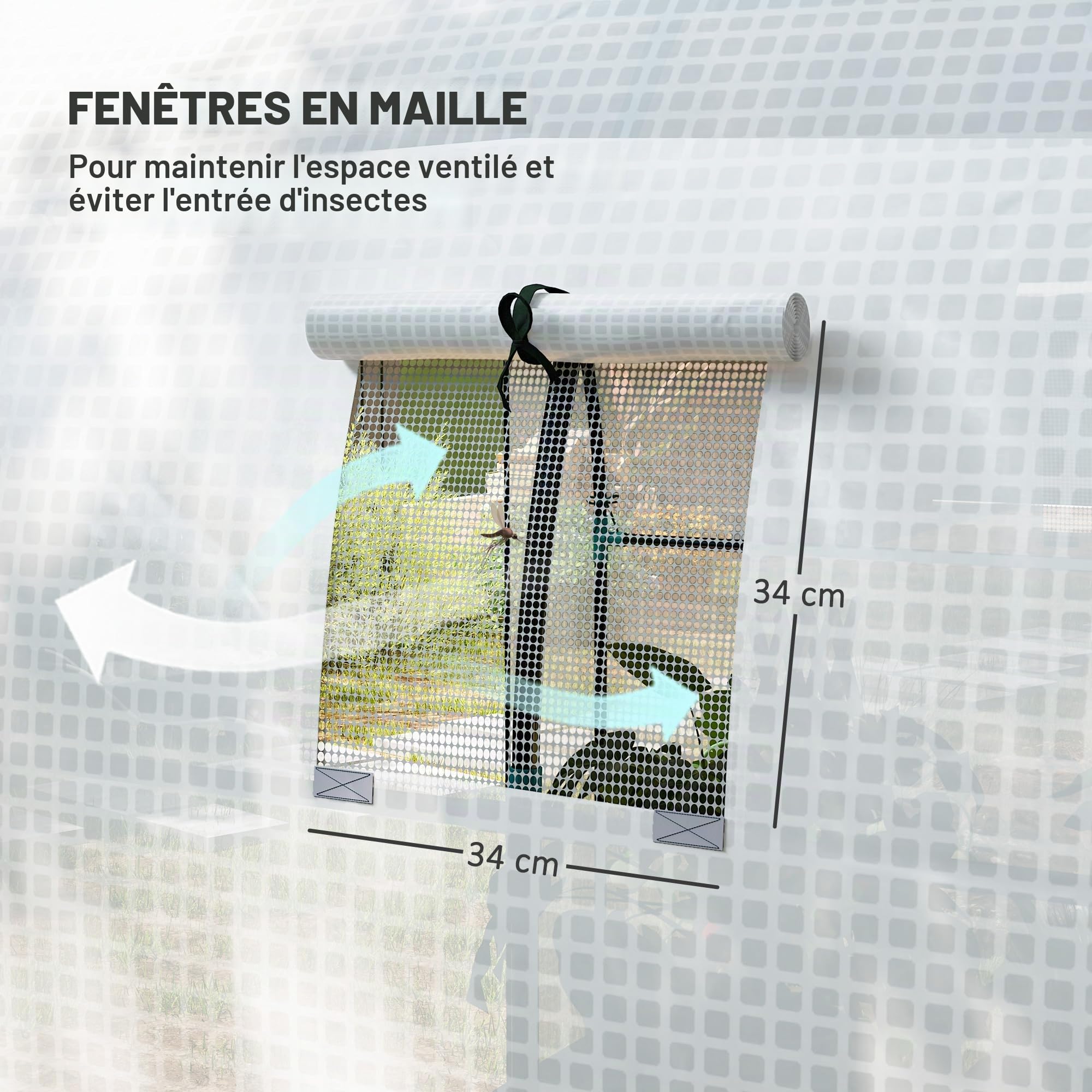 Outsunny Serre Tunnel 1,8 x 1,8 x 2 m piétonne 2 Grandes Portes Blanche