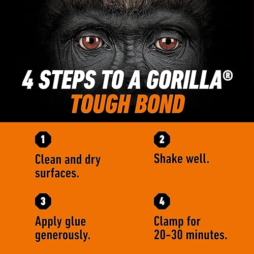 Miniatura 12 de Gorilla Pegamento para madera, proyectos de carpintería para interiores y exteriores, pintable, lijable, resistente a la humedad, sujeción