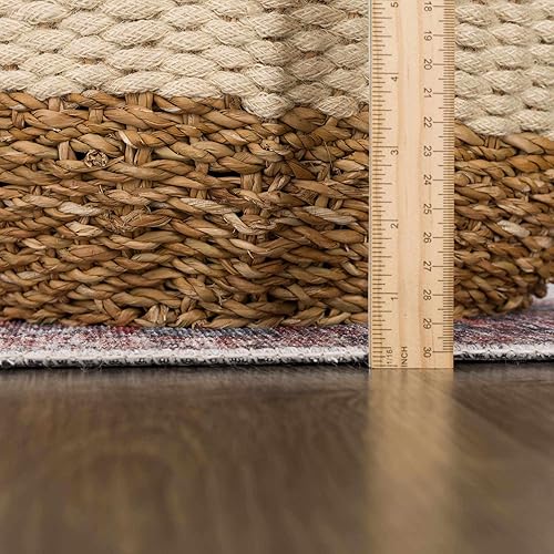 Miniatura 6 de Hauteloom Holli HOL Serie Tebriz - Alfombra oriental persa para sala de estar, cocina, oriental y tradicional, color morado, rosa, verde, 7 pies 10