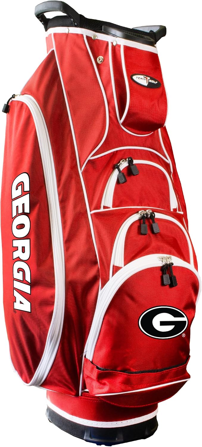 Team Golf NCAA Georgia Albatross Golf Bag Lightweight, 10-Way Club Divider, Spring Action Stand, Insulated Cooler Pocket, Velcro Glove and Umbrella Holder & Lift Assist Handles