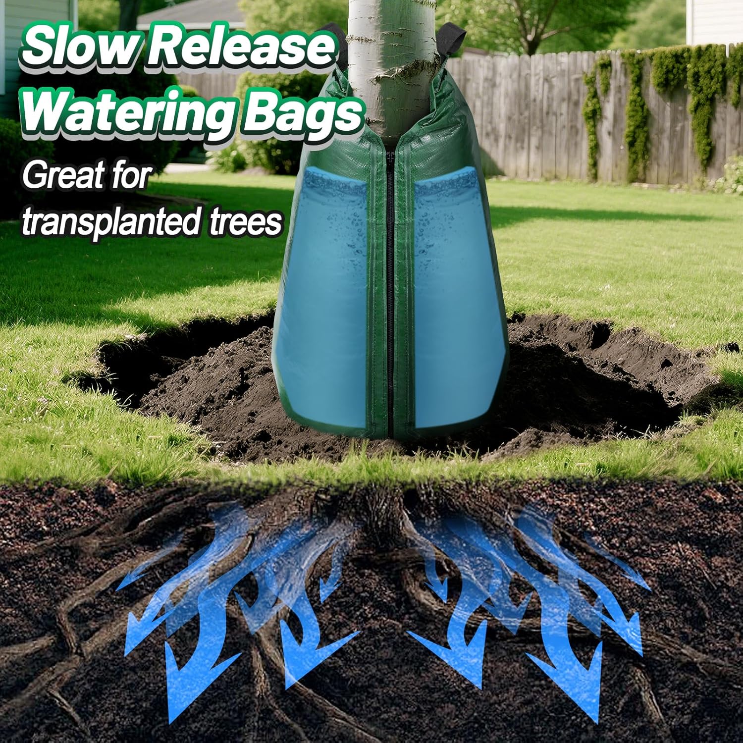 12 Pack Slow Release Tree Watering Bags - 20 Gallon Zippered Automatic Drip Irrigation Bags for New Planted and Transplanted Trees