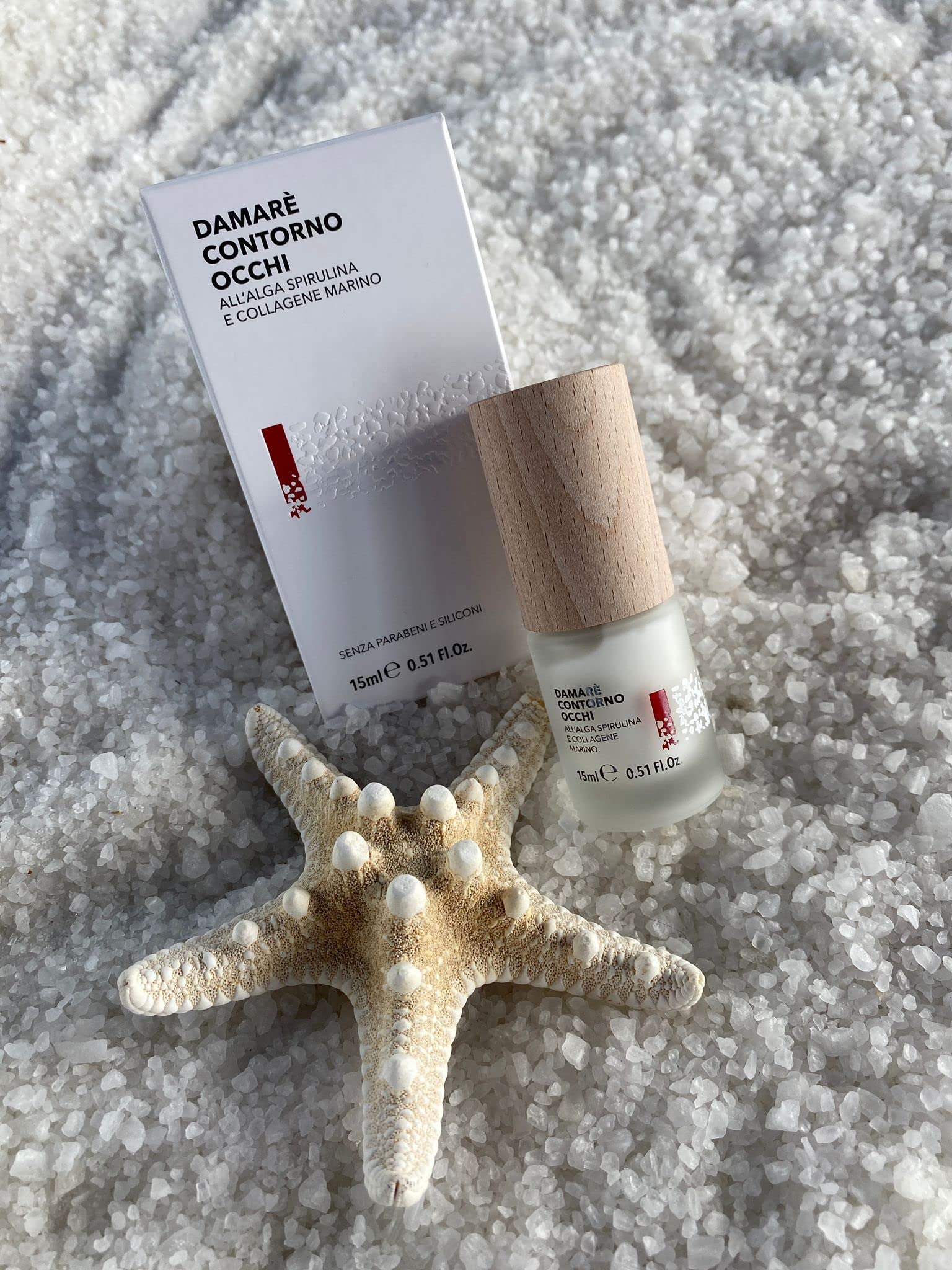 Damarè Contorno Occhi, crema contorno occhi al Collagene marino e Alga spirulina. 15 ml.