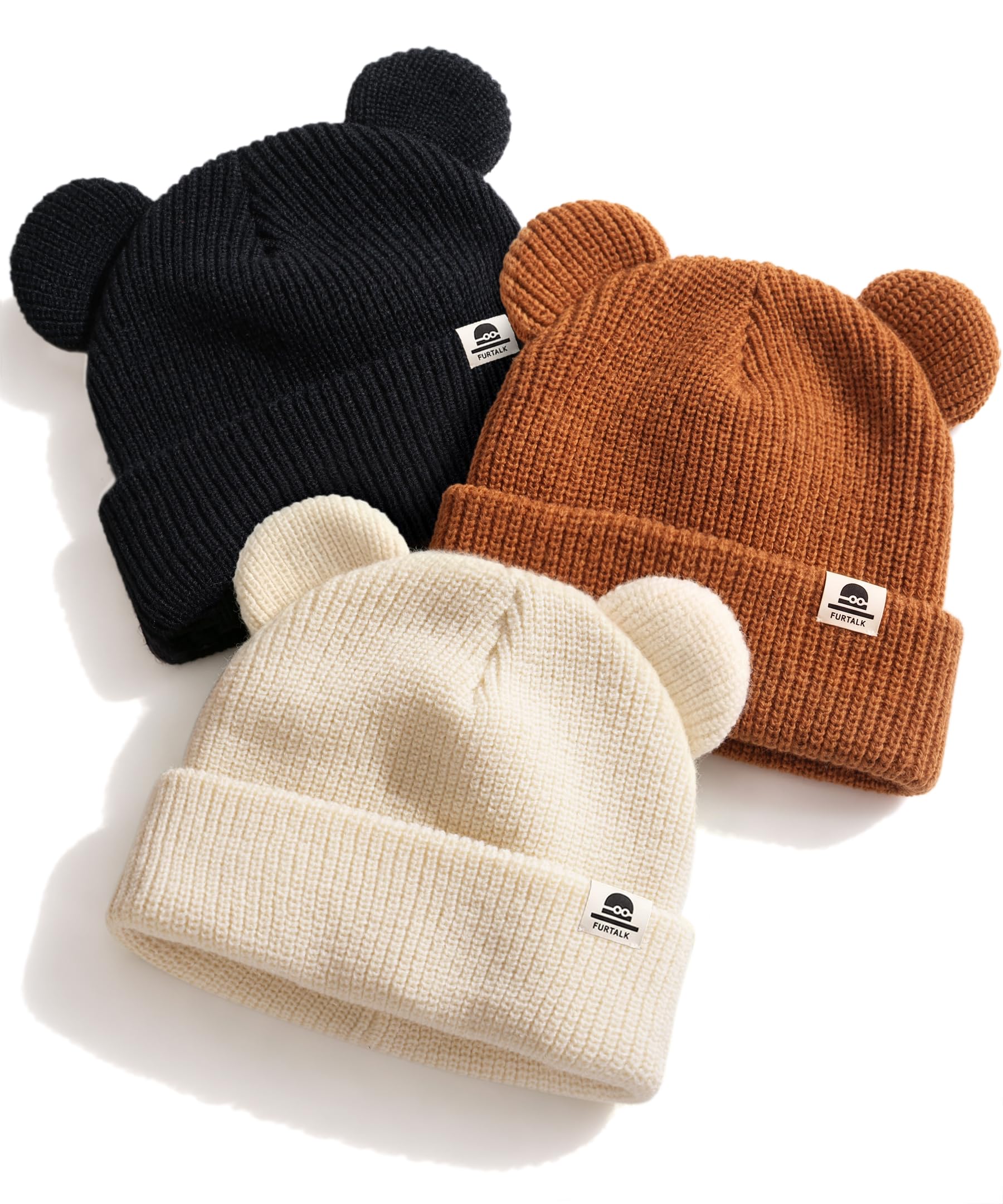FURTALK Baby Beanie with Bear Ear Warm Knit Winter Hat for Infant Toddlers
